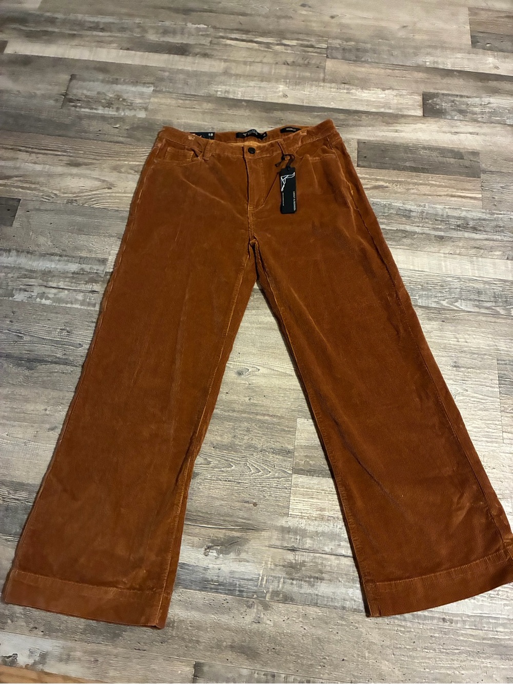 Lucky & Blessed Wide-Leg Corduroy Jeans in Rust Brown